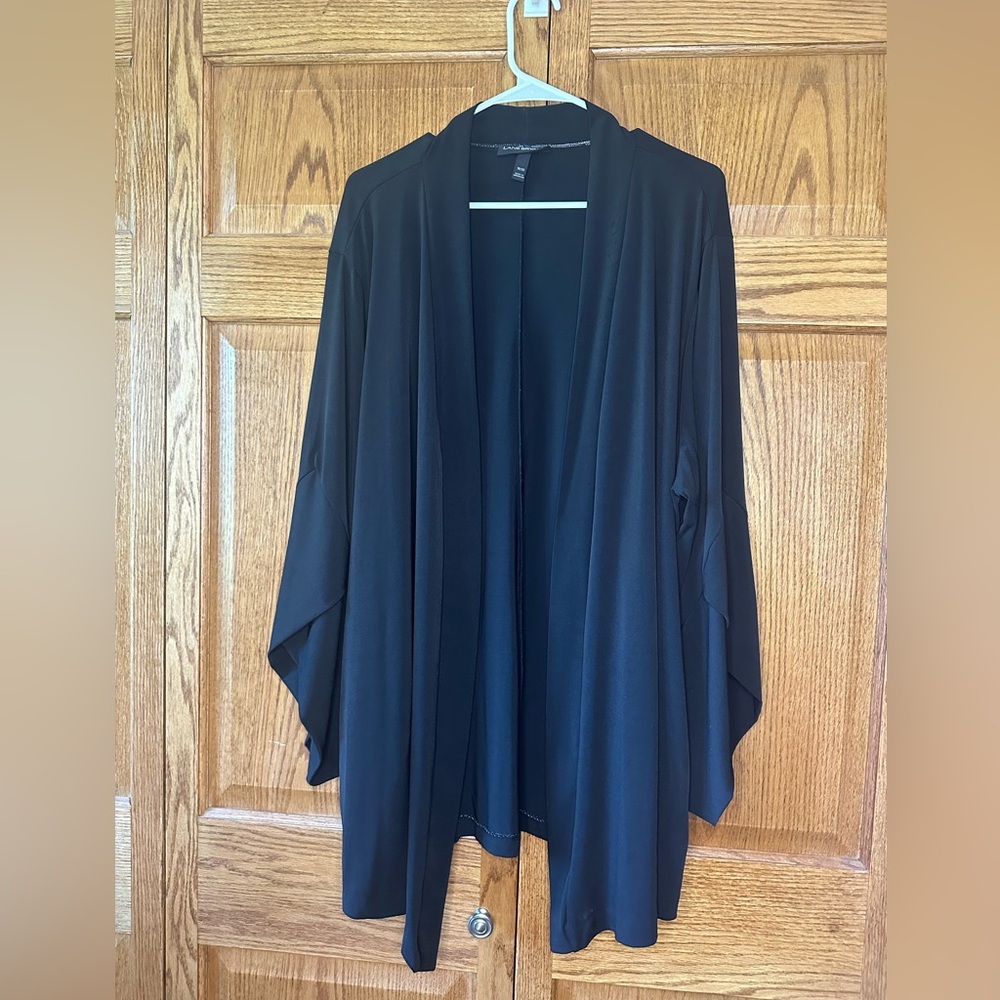 Lane Bryant Black Tulip-sleeved Waterfall Cardigan